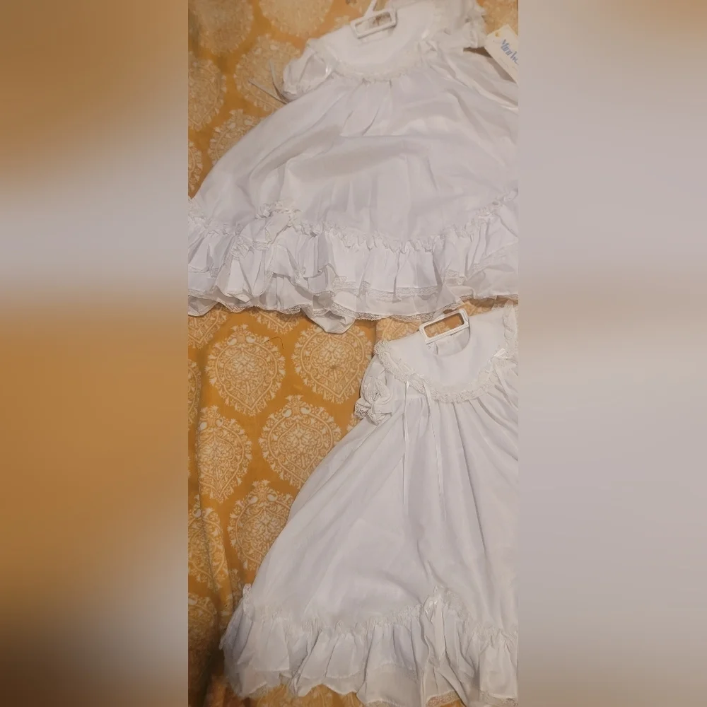 Vintage Mini World Inc Ruffle Tiered Apron Dress girls x2 (S & M)